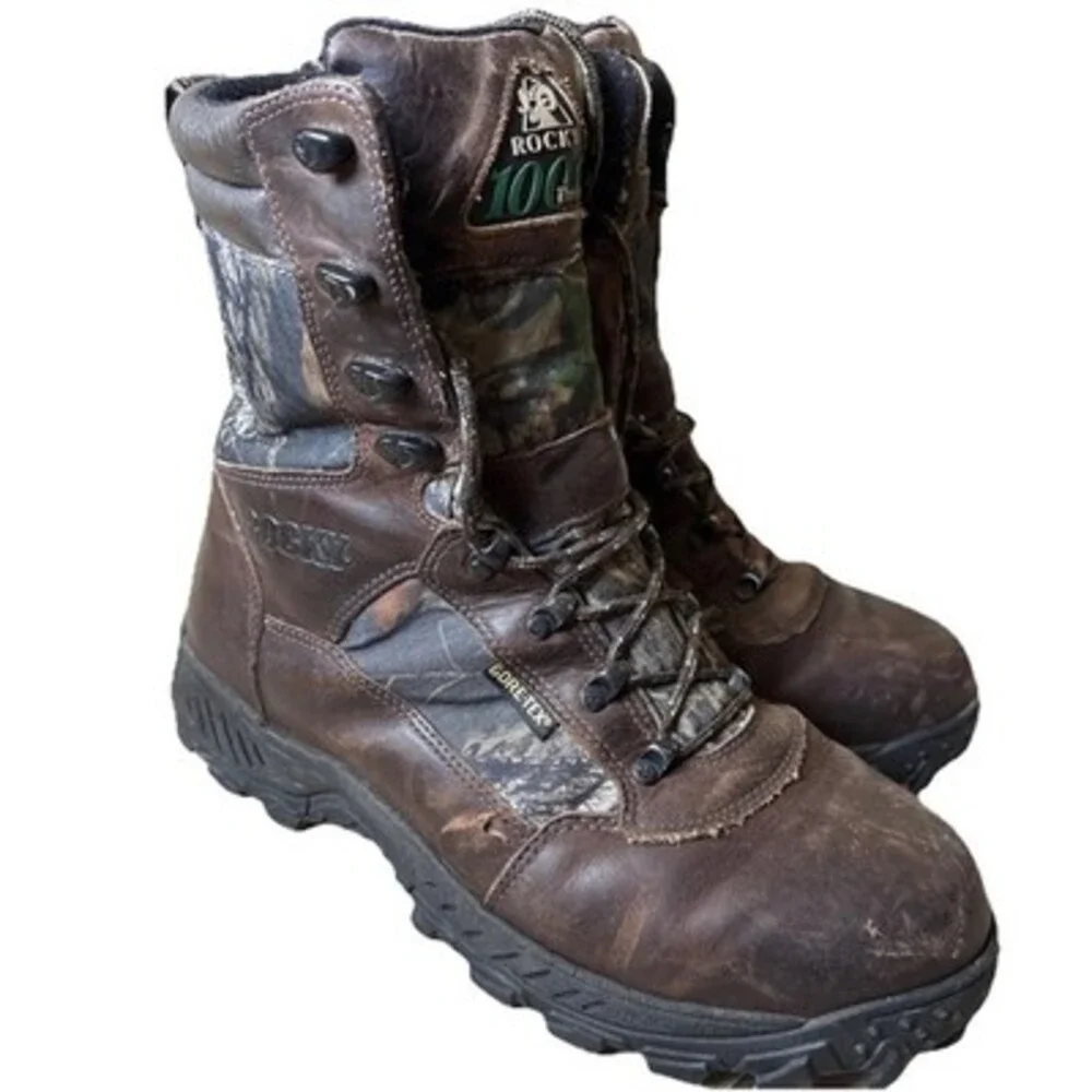 Rocky Men's 1000 Thinsulate Insulation Waterproof Camo Outdoor Boots Sz 10M